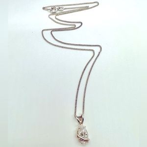 Modern vintage Silver Crystal Pendant Necklace